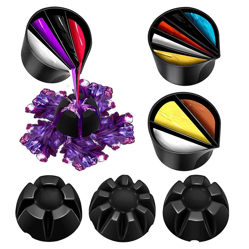 

7 Pcs Split Cup For Paint Pouring 3 Flower Pour Cup 4 Paint Mixing Cup For Acrylic Paint Resin Pouring DIY Making Tools