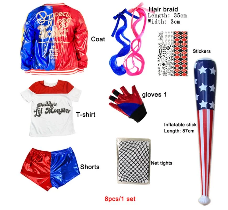 Карнавальные костюмы для девочек косплей Харли-самоубийц отряд Квинн монстр