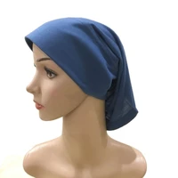c035 various colors cotton soft tube underscarf with stiff on front muslim hats headband inner caps islamic full cover bonnet