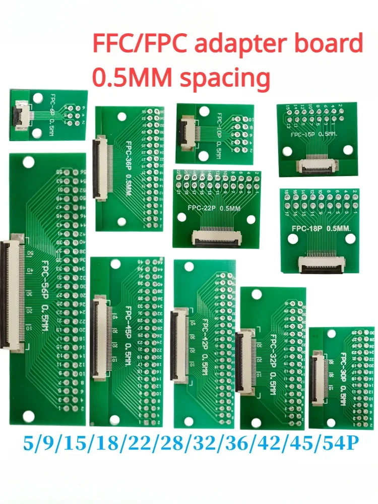 Плата адаптера FFC/FPC составляет от 0 5 до 2 54 мм и вставляется в 5/9/15/18/22/28/32/36/42/45/54p.
