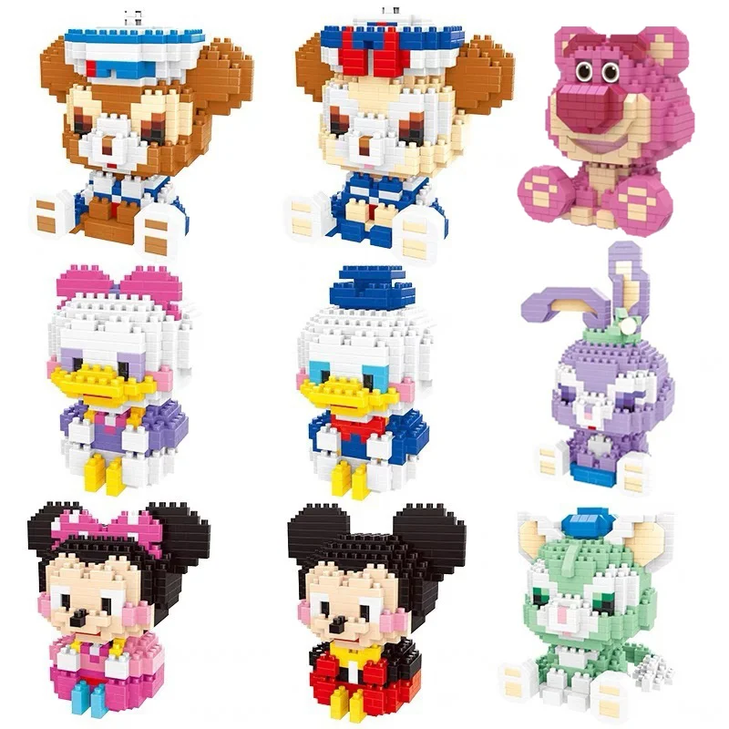 

Disney Assembly Buildding Blocks Anime Action Figures Kawaii Linabell Lotso Stellalou Mini Cartoon Blocks Model Toys For Kids