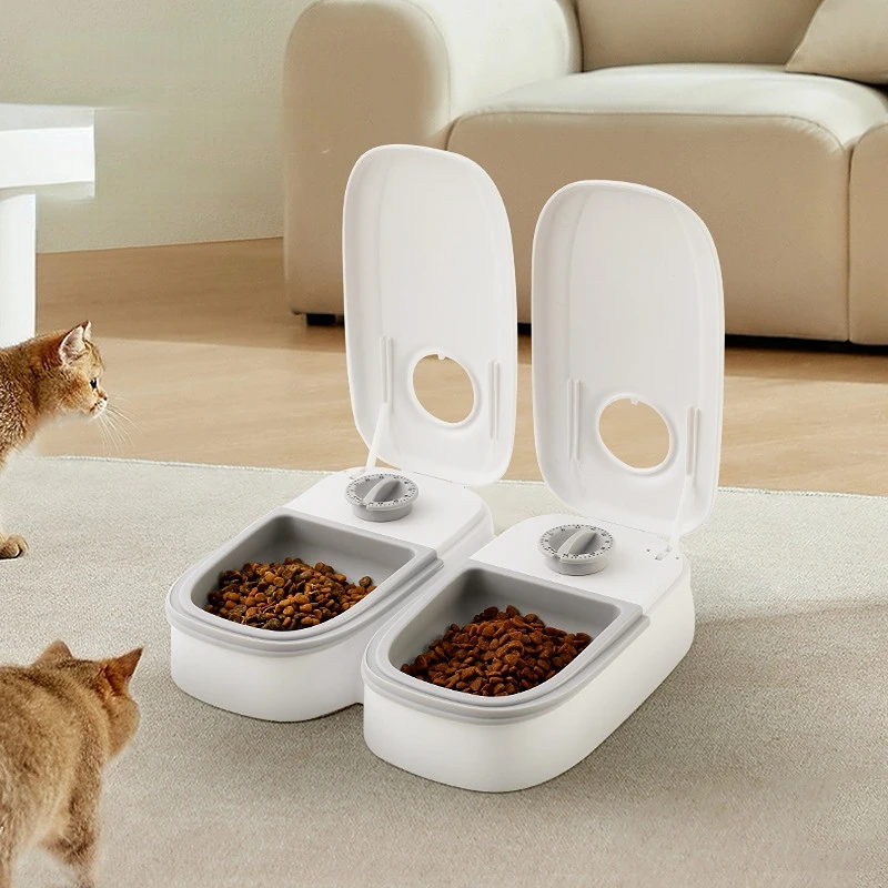 

Автоматическая таймерная кормушка для домашних животных, 350 мл, большой емкости, сухой и влажный пищевой контейнер, электрическая собачья двойная миска, миска для кошек и собак, KOOBDIN