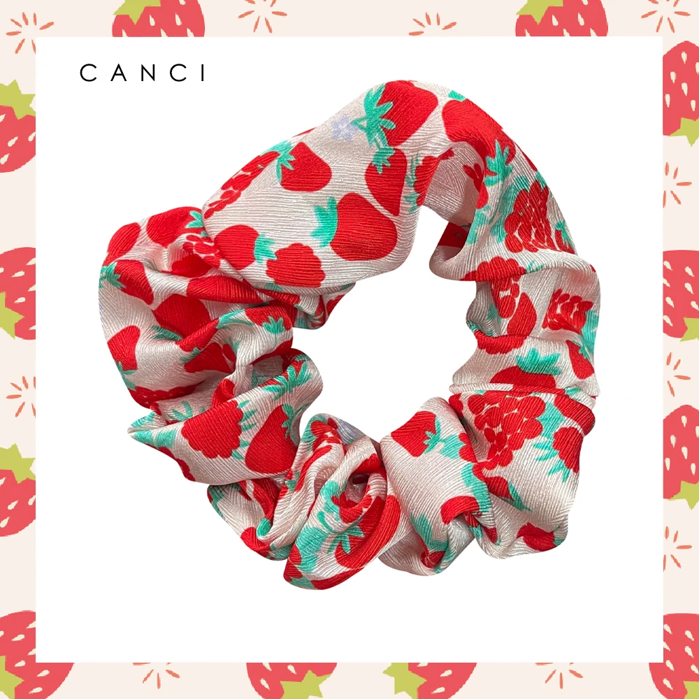 

Newes 100% Mulberry Silk Scrunchies Strawberry Elastic Rubber Hair Ties Gum Ropes Ponytail Holders for Women Girls Accessories
