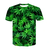 2022 new 3d printing t shirt green hemp silk leaf tobacco short sleeved o neck personalized fashion mens t shirt