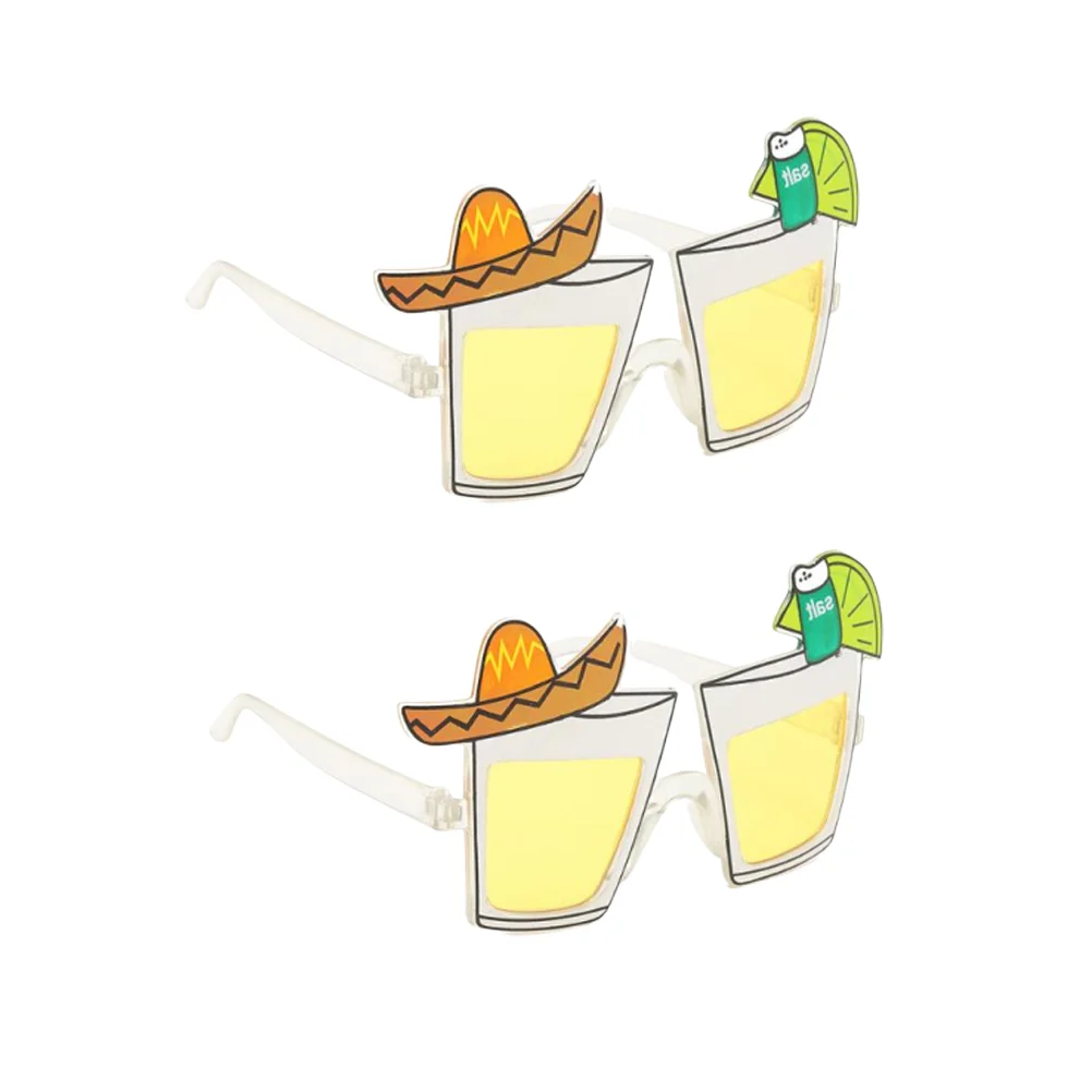 

2 Pcs Cinco De Mayo Party Favor Hawaiian Sunglasses Summer Party Supplies Funny Eyeglasses Groovy Glasses