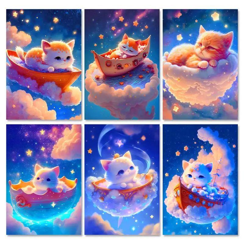 

GATYZTORY Diy Painting By Numbers For Adults Starter Kits Cute Cat Animals Handicrafts Wall Art Picture Diy Gift For Home Decor