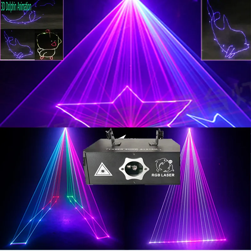 RGB Party Laser Lights 3D Animation Laser DJ Disco Lights LED Projector DMX Party Lights with Music/Sound and DMX Control Mode