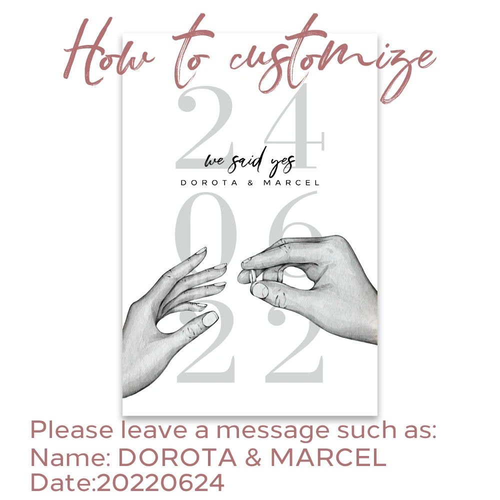 

Персонализированный постер для влюбленных "Мы сказали да"