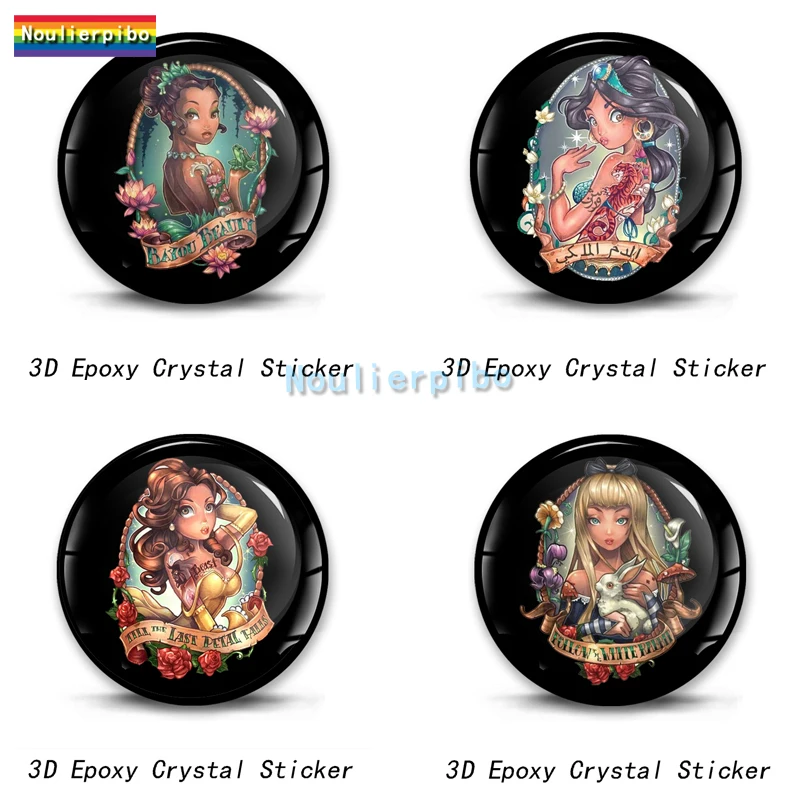 

3D Epoxy Resin Pretty Dome Car Sticker Mermaid Princess Flower Fairy PVC Car Bumper Office Supplies Mobile Suitcase Vinyl Decal