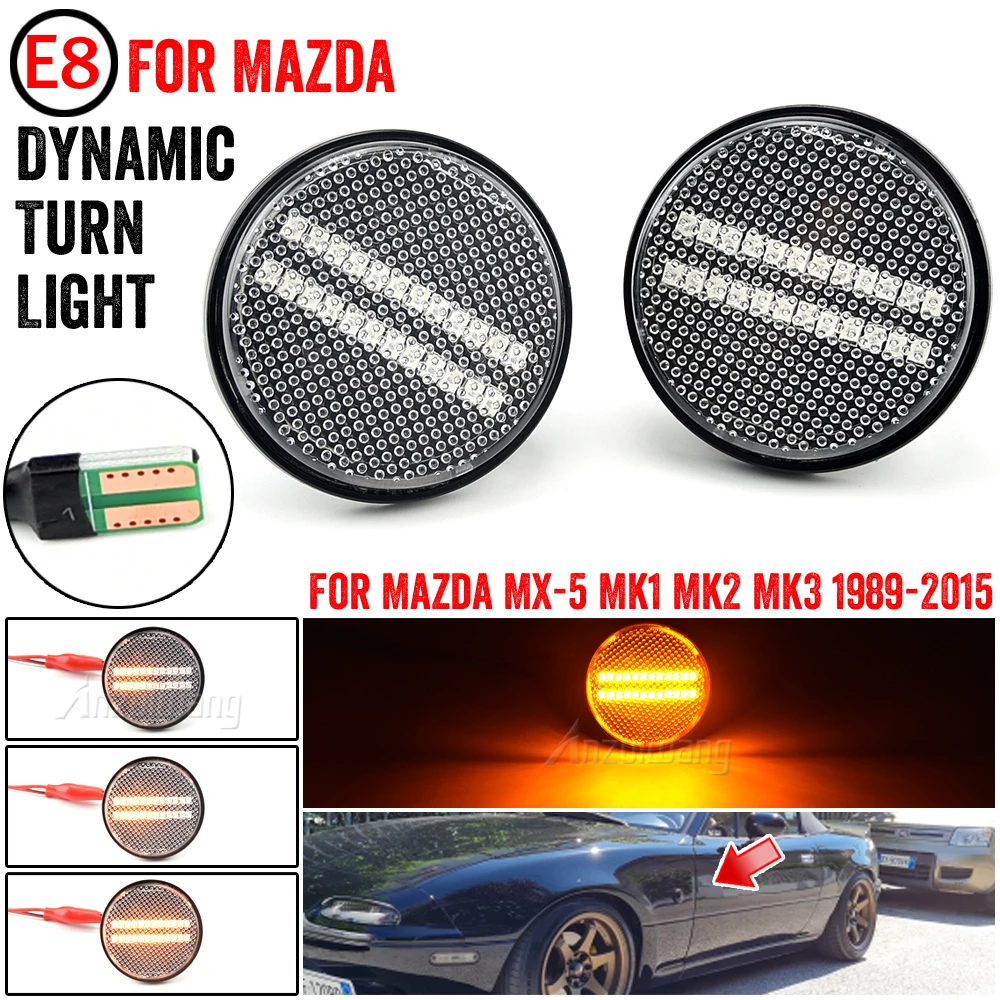 Фото 2 шт. для Mazda MX5 MX-5 MK1 MK2 MK3 указатель поворота, светодиодный боковой габаритный фонарь, повторитель, индикатор потока 1989 1999 2000-2015 №5