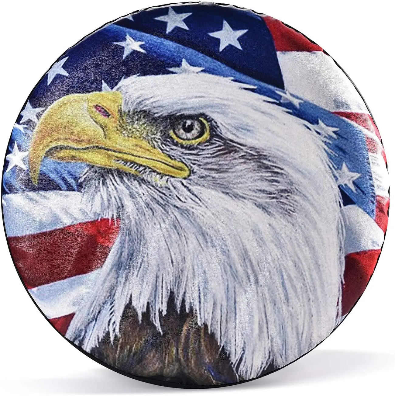 

Jayke Joy Spare Tire Cover, Wheel Cover with American Eagle US Flag PVC Leather Waterproof Dust-Proof Universal Fit