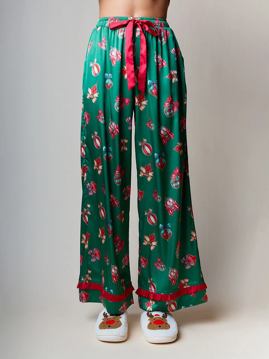 Женский рождественский комплект для отдыха рубашка с длинными рукавами и