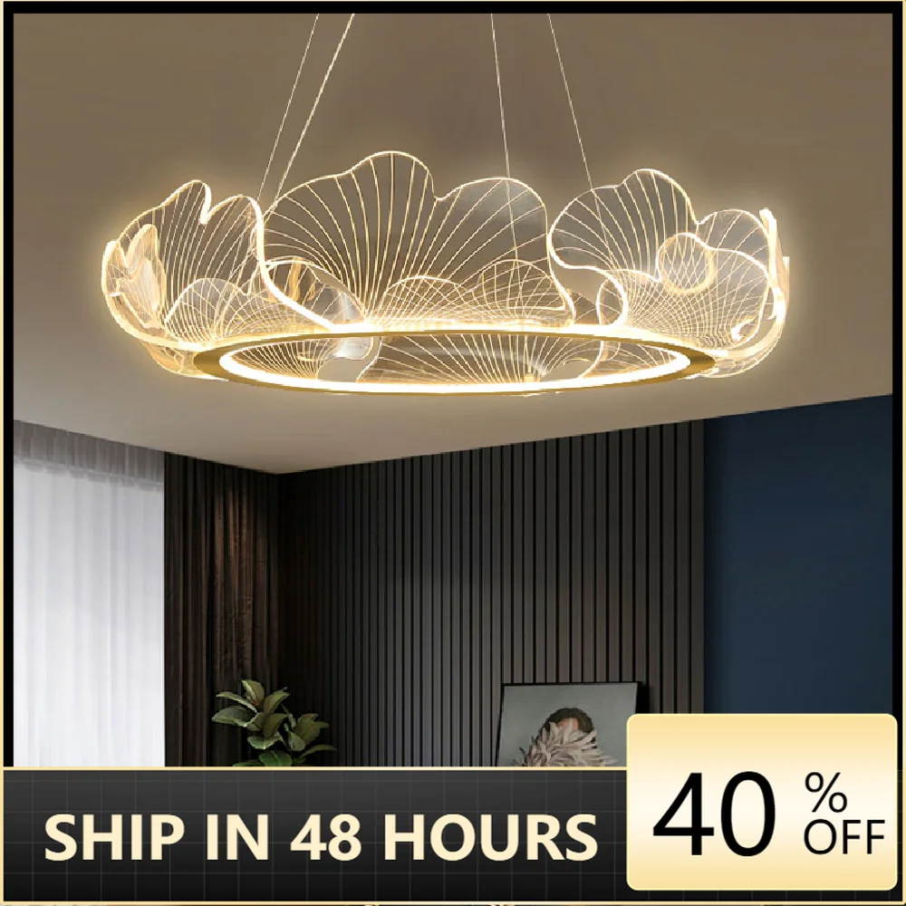 

Modern Acrylic Flower LED Pendant Light for Living Room Dinning Nordic Simple Bedroom Chandelier