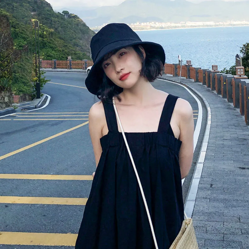 

Solid Color Women Bucket Hat Summer Foldable Sunscreen Panama Fisherman Hat Female Outdoor Sun Prevent Hat Travel Beach Cap