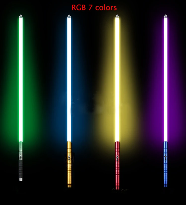 

80cm RGB 7 Colors metal lightsaber laser sword toy heavy duty duel sound effect 2-in-1 lightsaber role-playing stage props