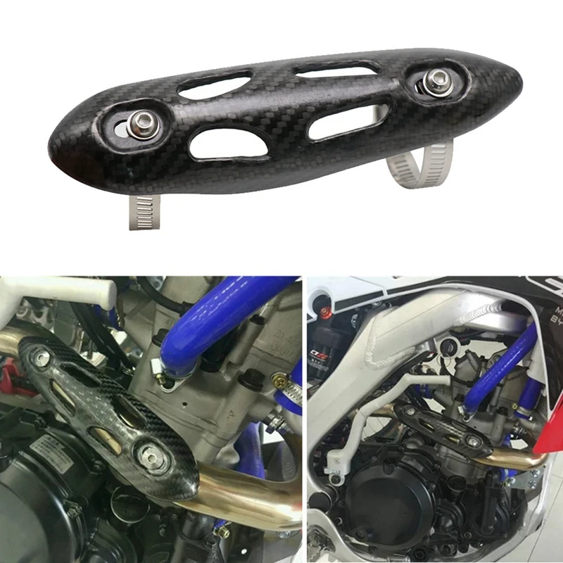 

40-63Mm Exhaust Muffler Middle Link Pipe Carbon Fiber Heat Shield Cover Protector Anti-Scalding Cover Universal