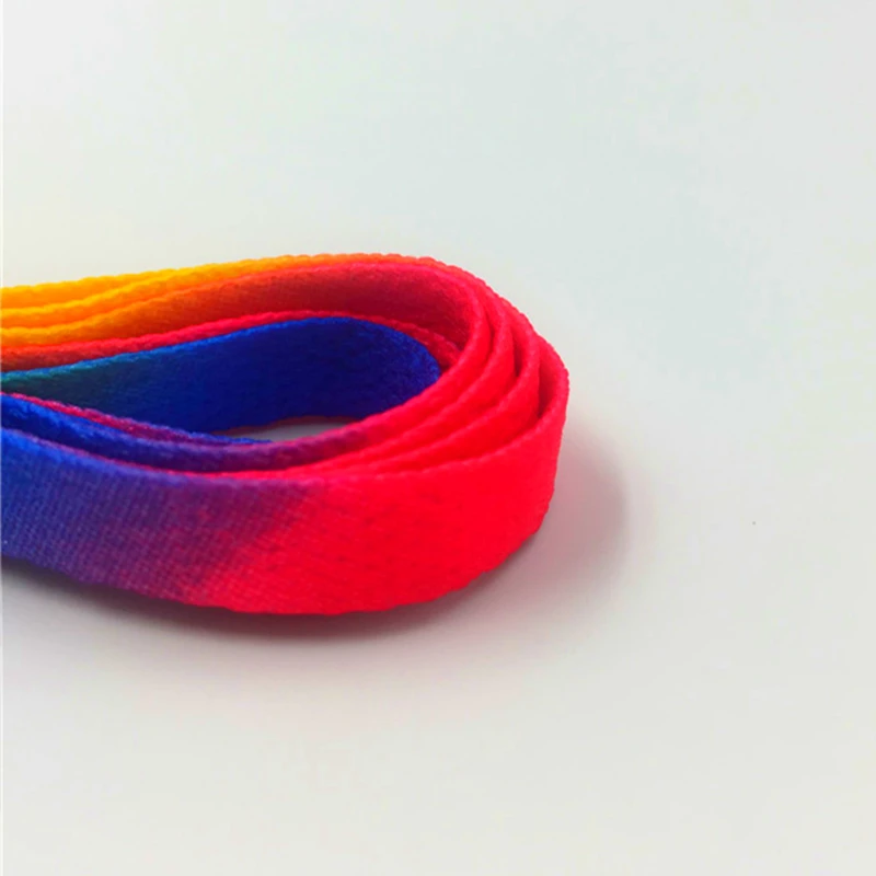 Weiou High Quality Accessory 8MM Heat Transfer Polyester Printed Strings Rainbow Canvas Bootlacets Luxury Unisex Cordon 100Pairs