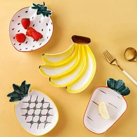 nordic style fruit ceramic plate strawberry banana shape dinner plate snack fruit salad bowl breakfast cereal dessert plate