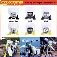 motocross led angel eye headlight for husqvarna te125 te250 te450 fe501 tc125 tc250 fc450 te fe tc fc 701 supermoto front light