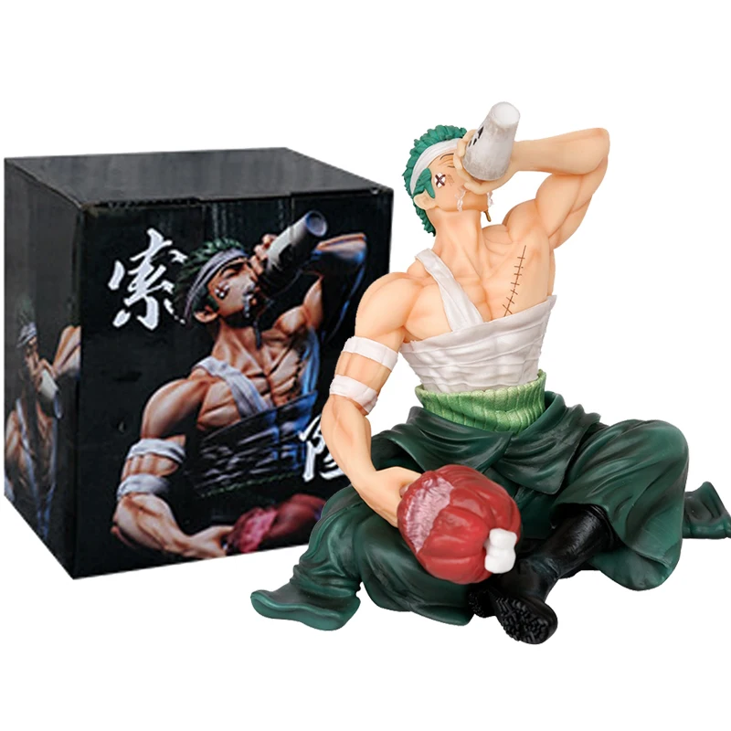 

14cm Anime One Piece Zoro Roronoa Figure GK Injured Drinking Roronoa Zoro Action Figures PVC Collection Model Toys Doll Gifts