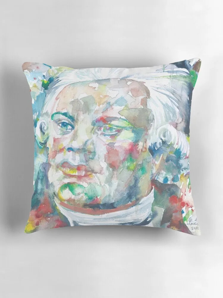 Наволочка для диванной подушки с акварельным портретом