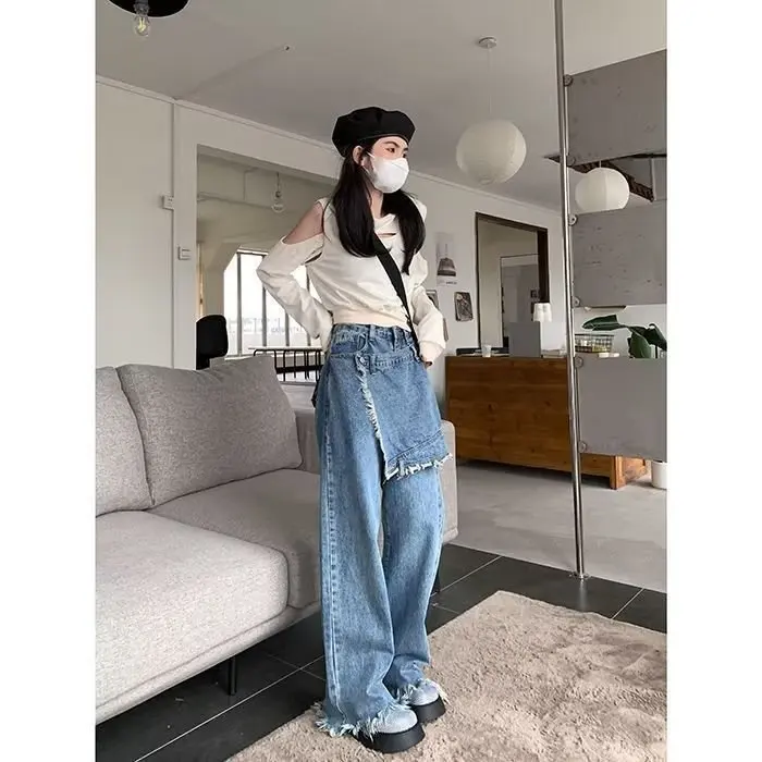 Женская джинсовая юбка Design sense Новинка осени 2022 корейские свободные штаны из двух