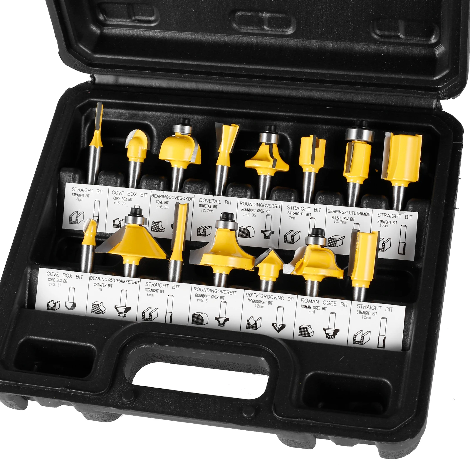 

Набор фрез, комплект из 15 твердосплавных насадок 1/4 дюйма, хвостовик для работ по дереву