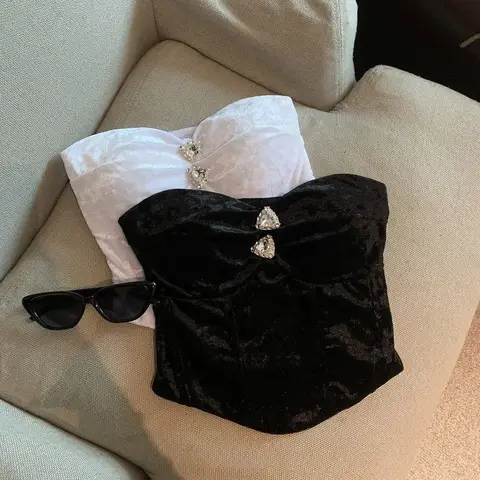 Neploe, уникальный жилет американского сексуального меньшинства, Spice Girls Advanced, винтажные майки, элегантные тонкие бархатные топы без бретелек с бриллиантами