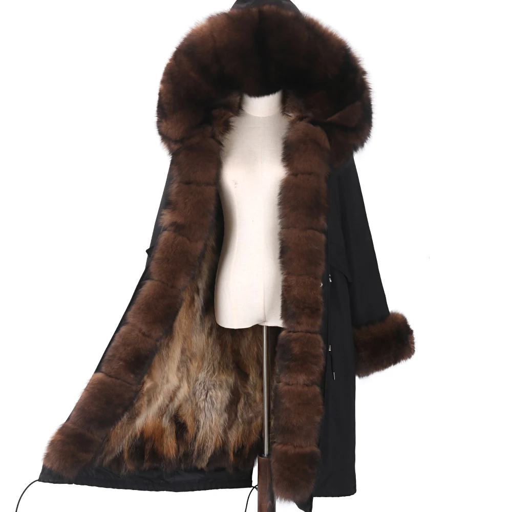 X-long Waterproof Parka Women Natural Raccoon Fur Hood Fox Fur Liner Real Fur Coat Winter Jacket Detachable Streetwear