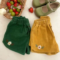 2022 spring new fashion light luxury all match korean kids embroidery comfortable casual fashion shorts simple style boutique