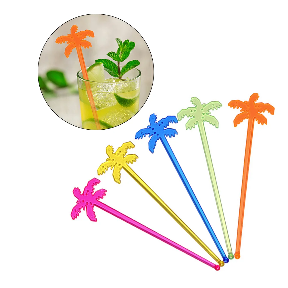 

25pcs Coconut Tree Swizzle Stick Mixing Sticks Coffee Beverage Stirring Rod (Mixed Color)