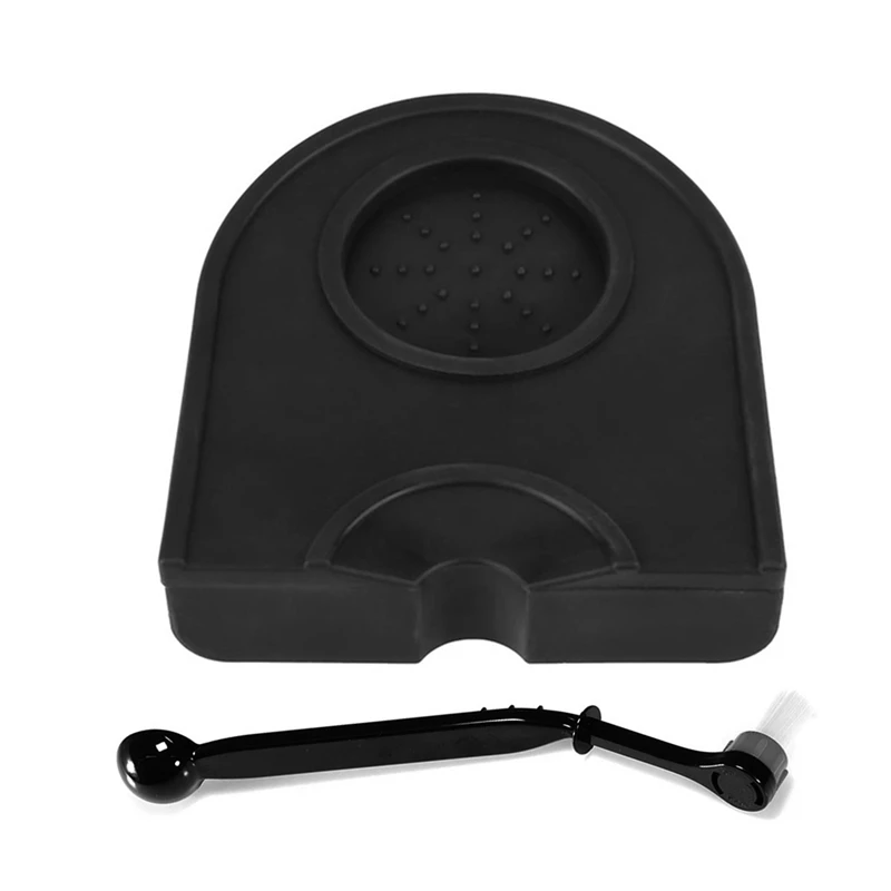 

2Pcs Kitchen Tools: 1Pcs Latte Art Pen Tamper Holder Silicone Pad Mat & 1Pcs Coffee Machine Brush Nylon Grinder Brushes