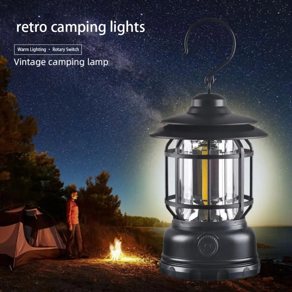 

Portable Camping Light Retro Type-C Charging Lamp Vintage Outdoor Multifunctional Camping Lighting Camping Equipment Flashlight
