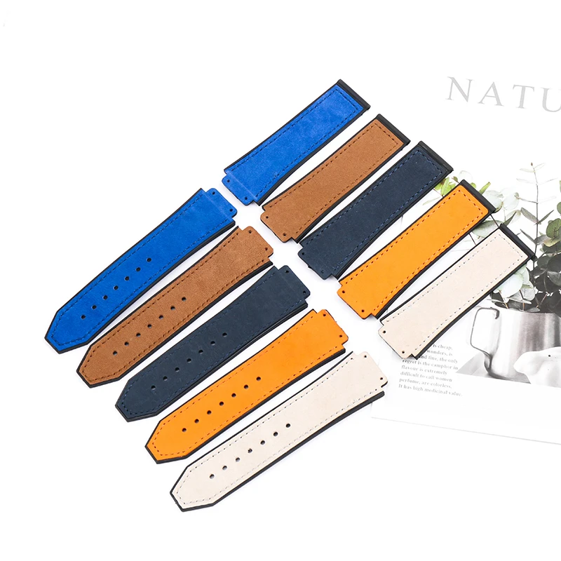 Watch accessories for Hublot Big Bang frosted leather strap men's and women's Outdoor sports strap port 25x19mm