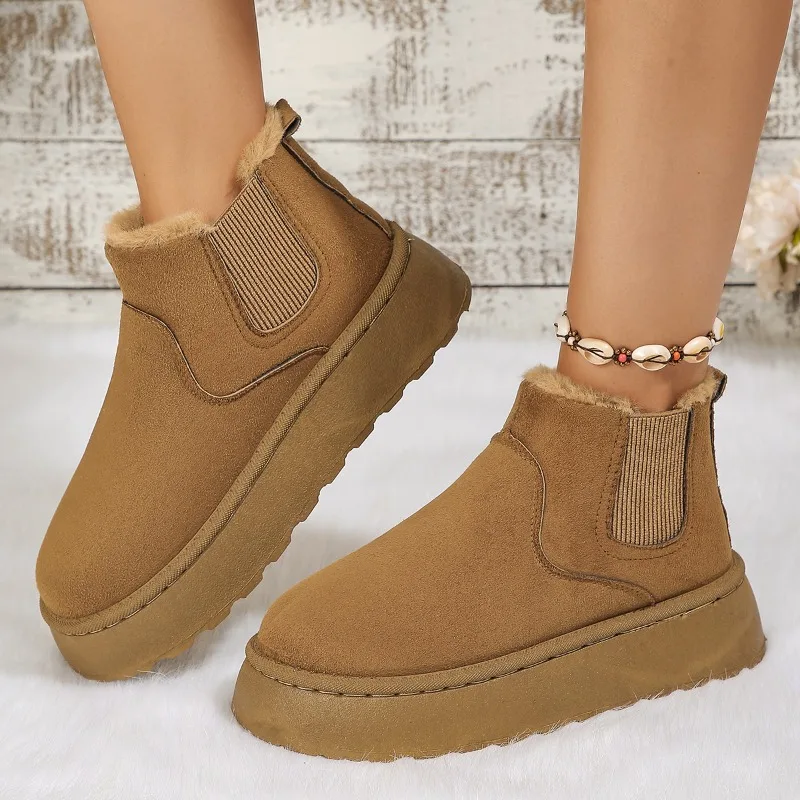 Зимние женские сапоги для снежной погоды плюшевая теплая женская обувь на