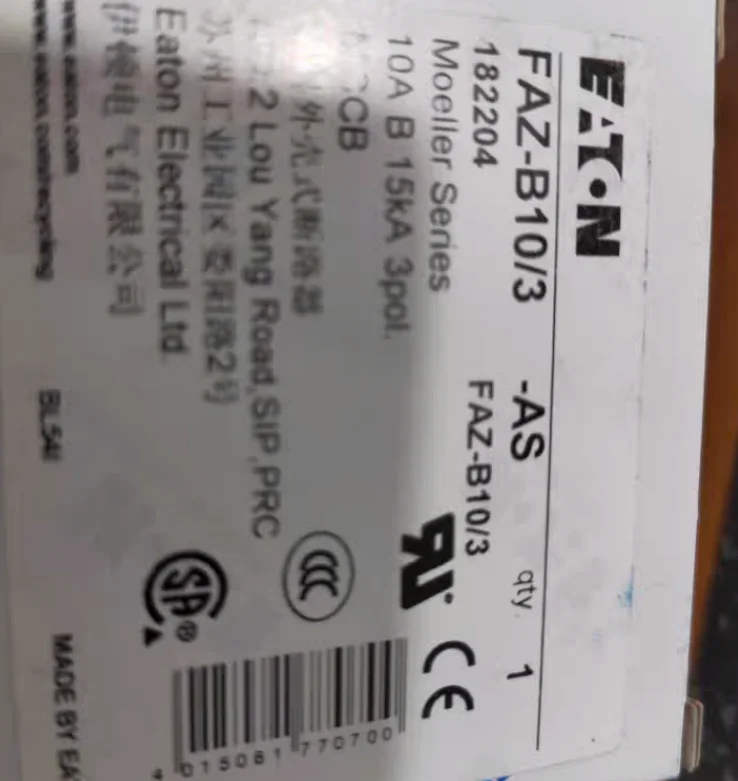Новый оригинальный миниатюрный автоматический выключатель EATON FAZ-B10/3