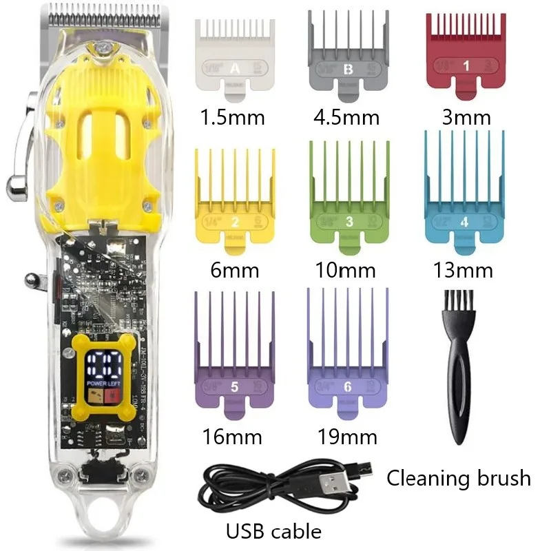 

Professional hair clipper transparent style LCD digital display electric hair clipper hair clipper rechargeable hair clipper