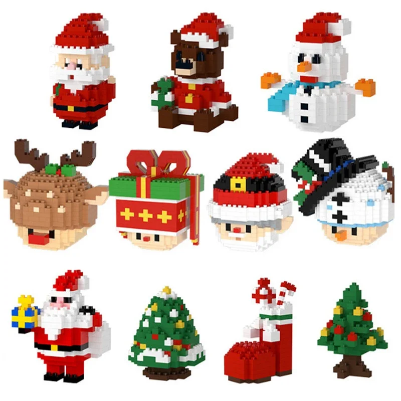 

Мини-кубики Рождественская модель Санта Клауса микро-Кирпичи Строительные блоки игрушка для детей Снеговик детская игрушка Рождественский подарок