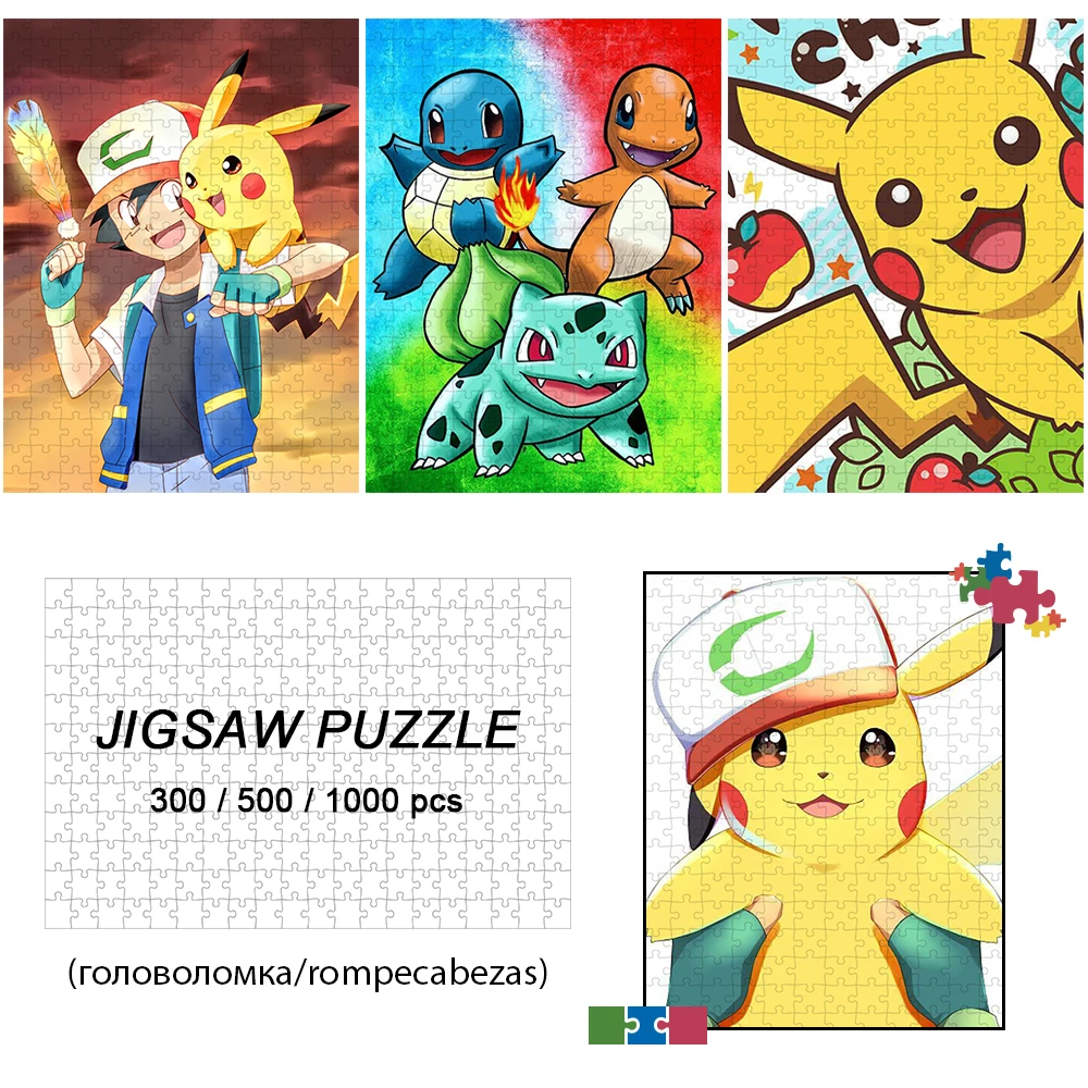 

Pokmon 300/500/1000 Pieces Puzzle Pikachu Montessori Jigsaw Puzzles Japanese Style Toys Hobbies Jigsaw Puzzles Anime Toys Hobby