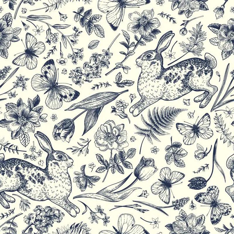 

Шелковые обои Beibehang с растениями, животными, кроликами