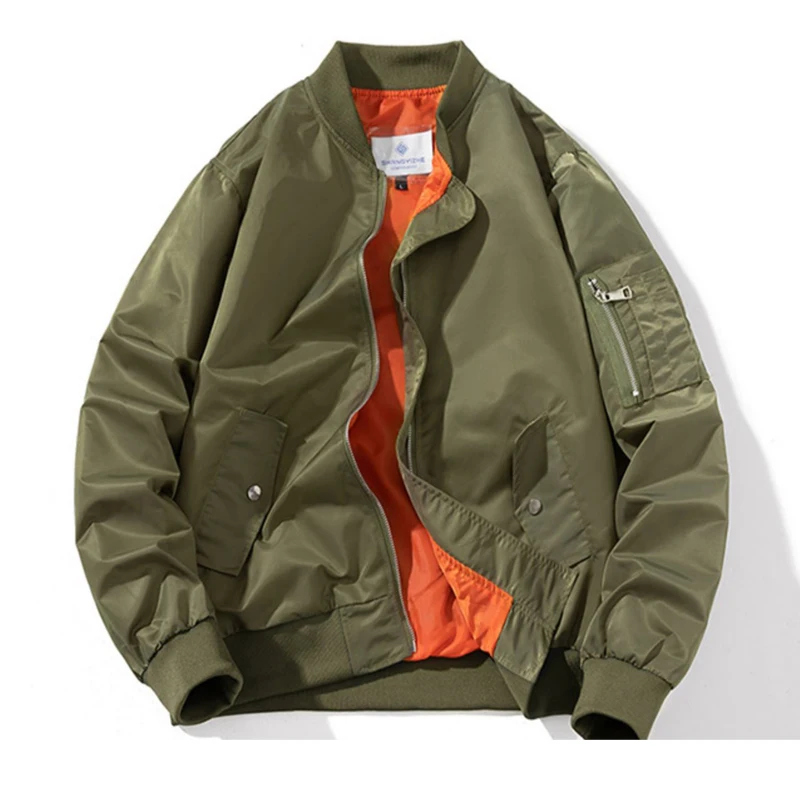 Bomber Jacket Men 2022 Fashion Harajuku Streetwear Hip Hop Embroidered Air Force Pilot Coat Casual Stand Collar Baseball Uniform