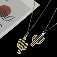 the new hot cactus pendant necklace for men women fashion stainless steel goldsilverrose gold necklaces jewelry christmas gift