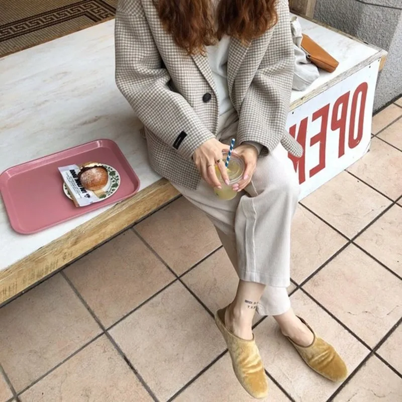 Куртка-блейзер для женщин свободного кроя в клетку "гунтер" с коротким воротником из шерстяной ткани, офисная одежда для формальных мероприятий 2021 года, корейский стиль.