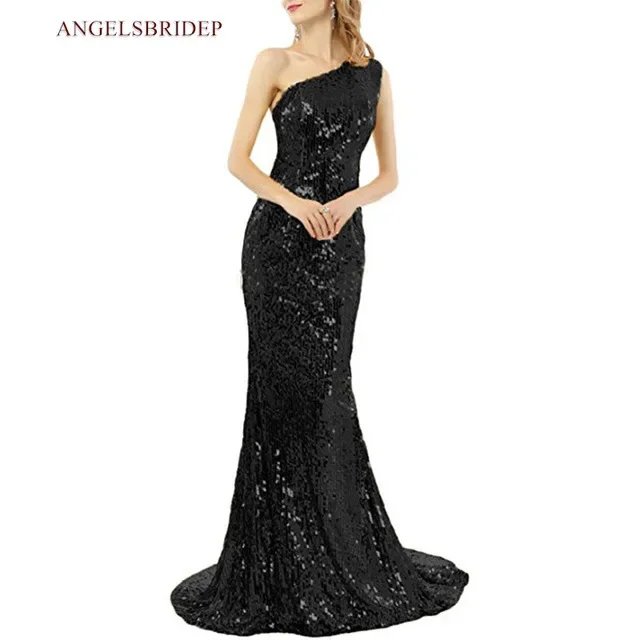 

Elegant Sequin Sparkly Mermaid Evening Dresses Vestidos De Festa One Shoulder Court Train Party Women Formal Gowns Online Hot