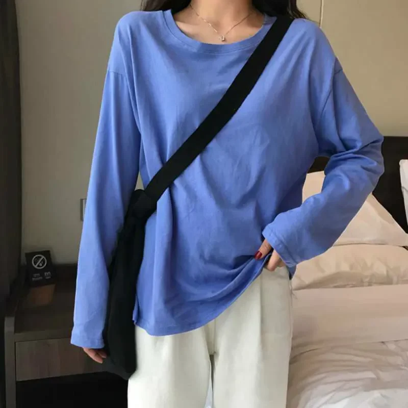 Осенняя новинка Ins футболка с длинным рукавом женская в корейском стиле