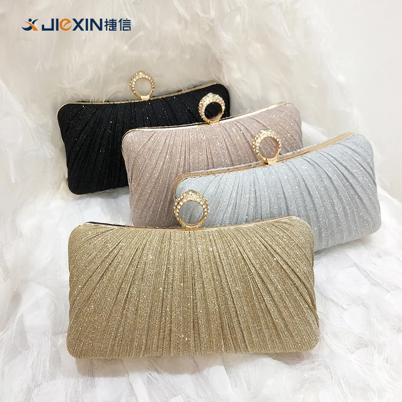 

New Dinner Bag Pleated Hand Bag Wholesale Evening Wear Bag Women's Banquet One Shoulder Oblique Span Dress Cheongsam