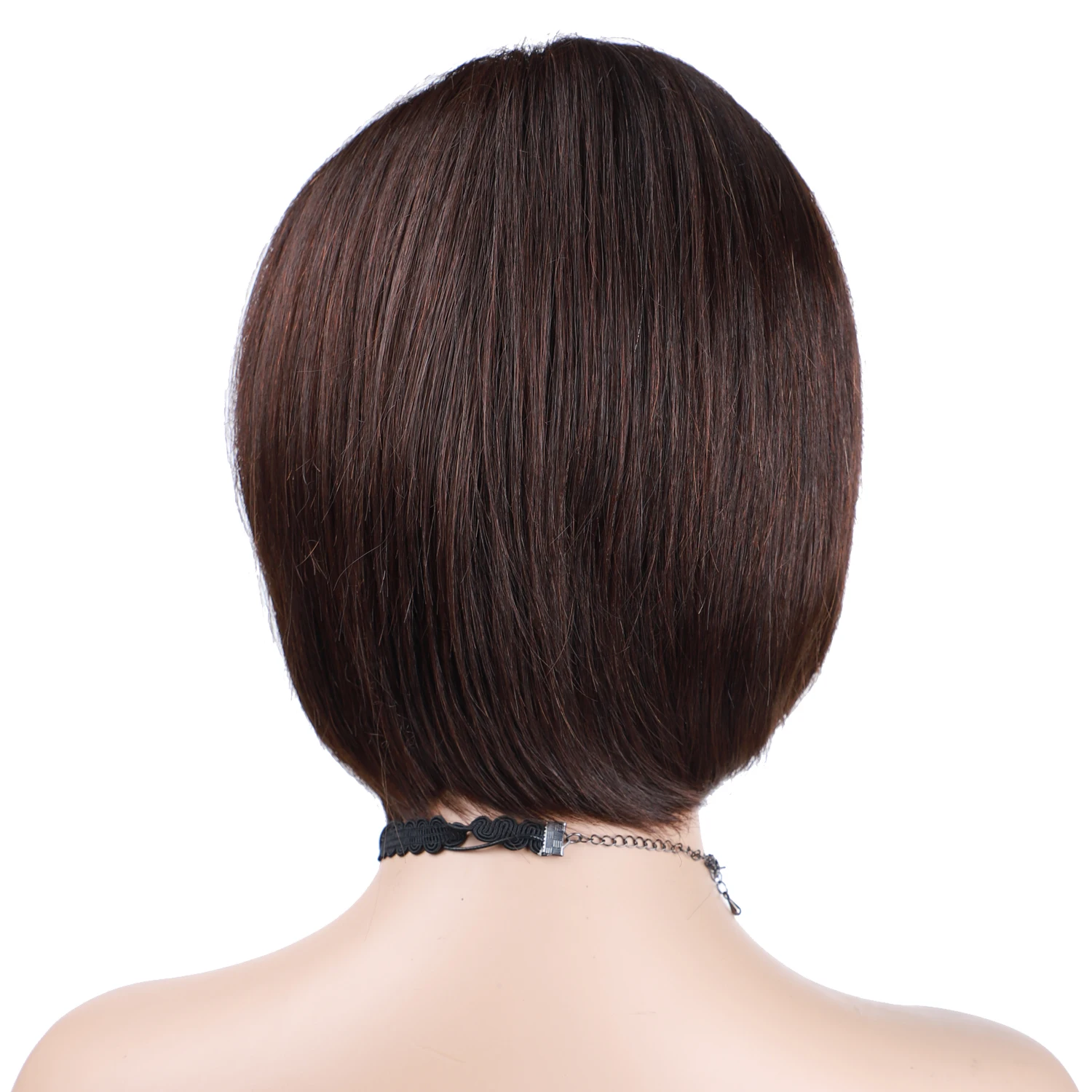 Короткие коричневые парики-фаллоимитаторы UNA смешивают человеческие волосы