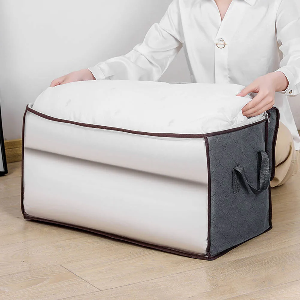 

Big Capacity Dust-proof Folding Non Woven Fabric Storage Box Quilt Clothes Toy Bag Clear Window Zipper Organizer Bedroom Clean