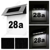 doorplate stainless outdoor lighting ip65 waterproof led solar wall lamp for apartment house porch numbers light with backlight