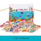 Деревянная Магнитная рыболовная игра Морская жизнь познавательная удочка для раннего развития интерактивные Деревянные игрушки для детей и родителей